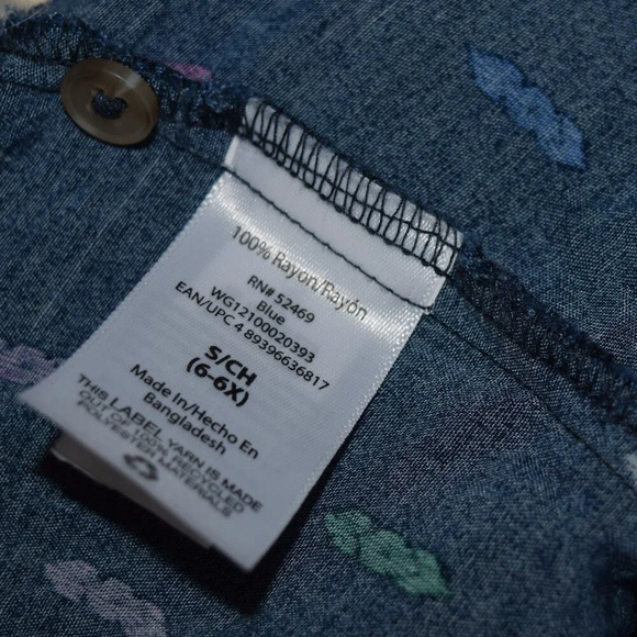 WONDER NATION Girls Button Up Navy Blue Blouse with Tie Size S 6/6X - Picture 5 of 5